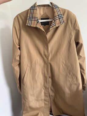 Burberry Tan Trench Coat with Signature Check Collar